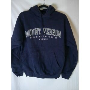 Rare Mount Vernon Nazarene University Alumni Spellout Blue Hoodie Mens Small
